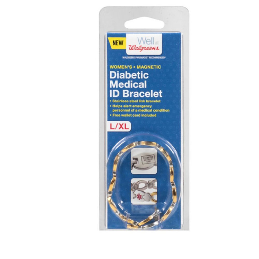Womens Diabetic Medical ID  Link Bracelet  Size Large/ XLarge Brand NEW